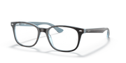 Ray-Ban RX5375 prescription glasses, light blue translucent rectangular frames