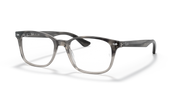 Prescription eyewear frames with dark gray full-rim design and clear lenses
