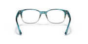 Prescription eyewear frames front view with translucent turquoise full-rim and clear lenses