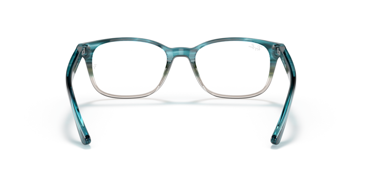Prescription eyewear frames front view with translucent turquoise full-rim and clear lenses