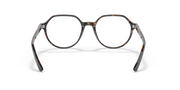 Front view of round prescription eyeglass frames in havana striped acetate