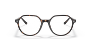 Round prescription eyeglass frames in havana stripes with metal temple arms