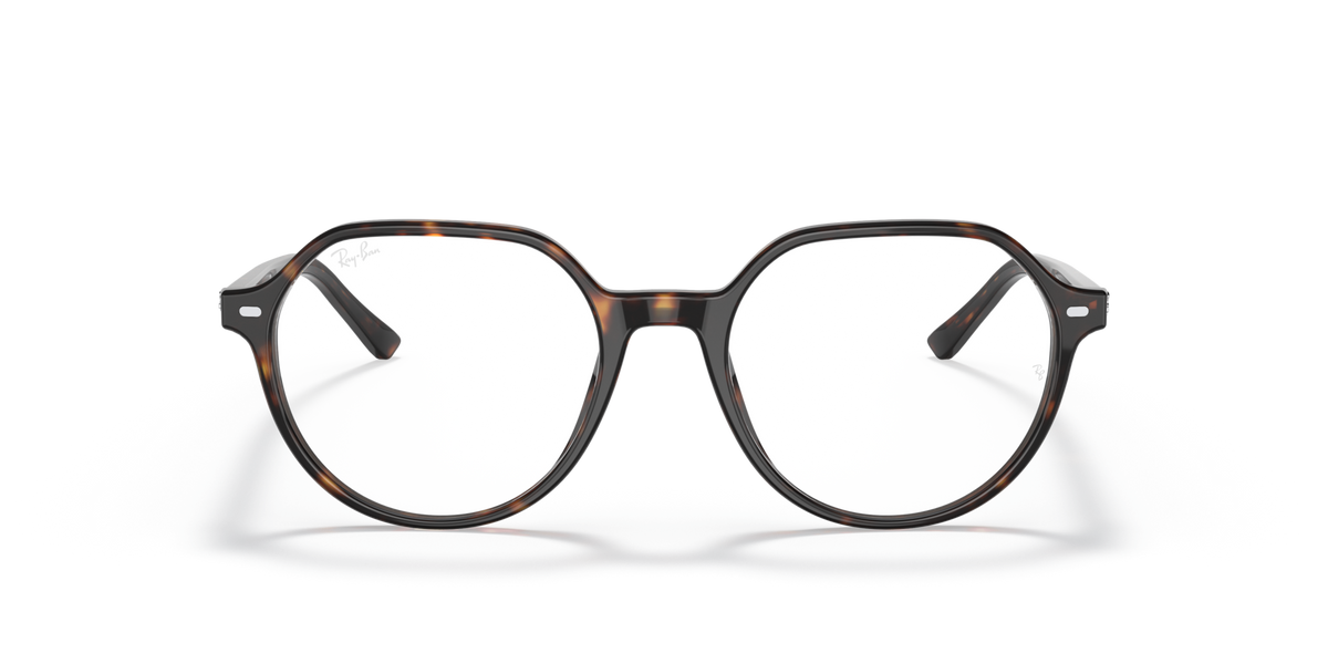 Round prescription eyeglass frames in havana stripes with metal temple arms