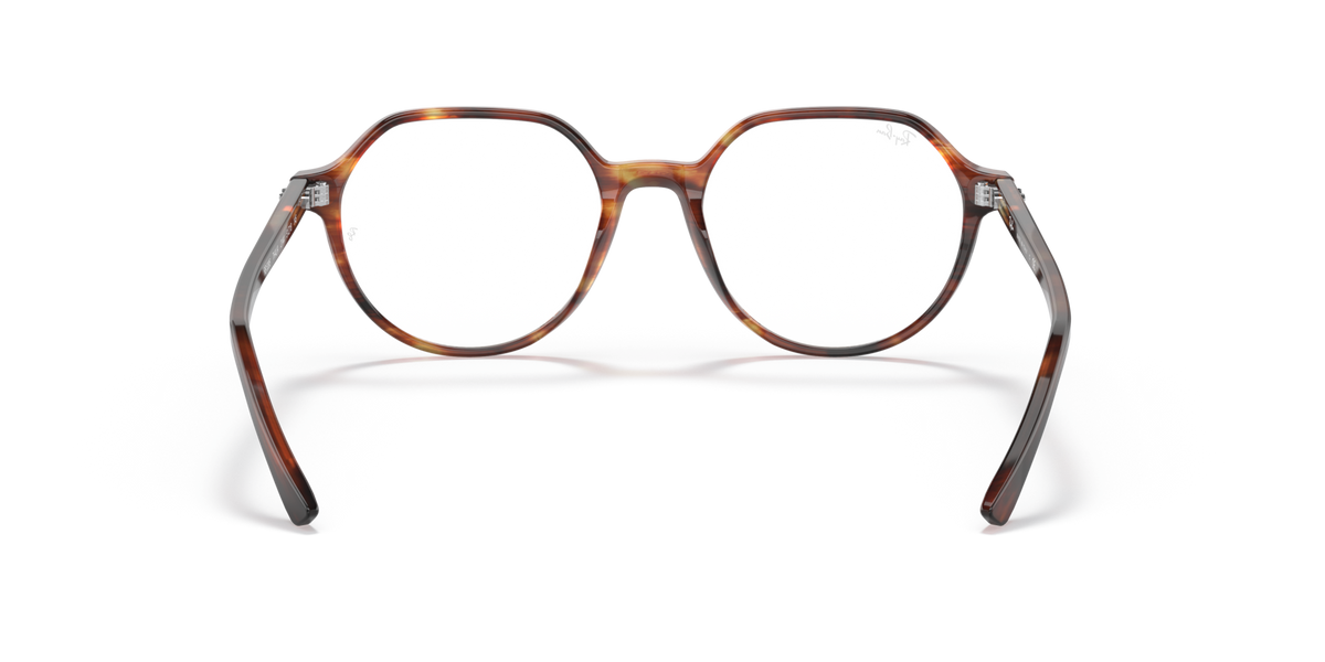 Front view of round prescription eyeglass frames with havana striped rims