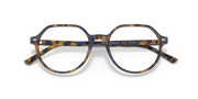 Havana striped round eyeglass frames with Ray-Ban Thalia temple detail