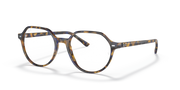 Havana striped round eyeglass frames with full rim and metal hinges for prescriptions