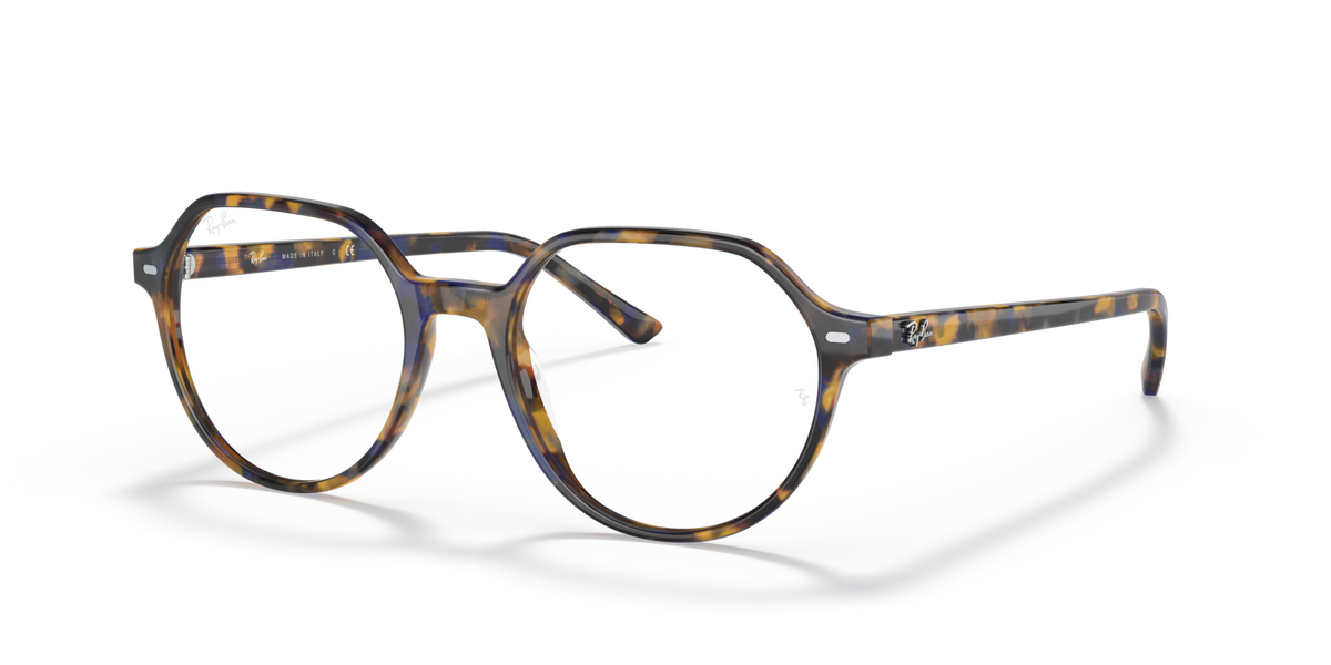 Havana striped round eyeglass frames with full rim and metal hinges for prescriptions