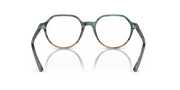 Teal round full-rim eyeglass frames with metal temples for prescription lenses