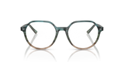 Teal round eyeglass frames with full rim, curved bridge, and prescription-ready design