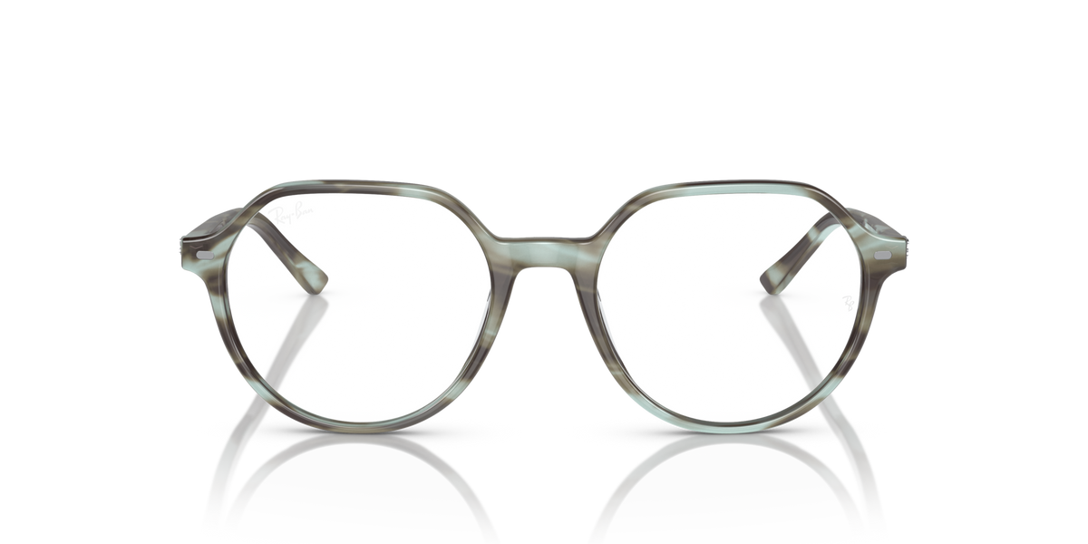 Ray-Ban Thalia prescription eyewear frames, round lenses, striped translucent front view