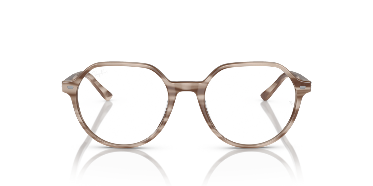 Ray-Ban Thalia prescription eyewear frames, round lenses, striped translucent front view