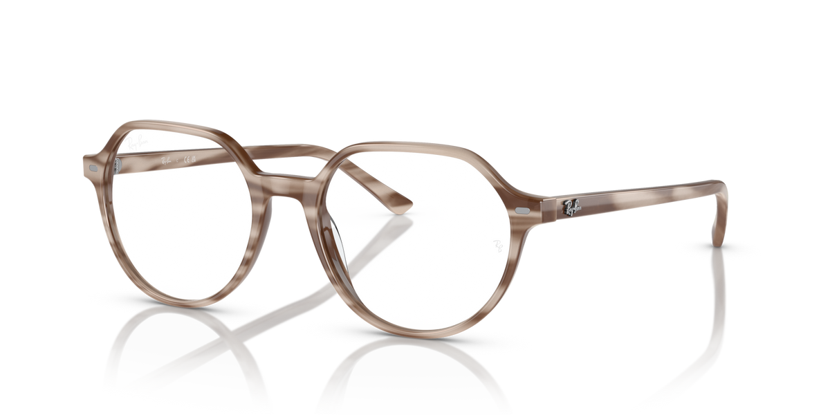 Ray-Ban Thalia prescription eyewear frames with round lenses and striped translucent front