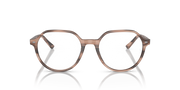 Havana-tone round prescription eyewear frames, full-rim design with metal temples