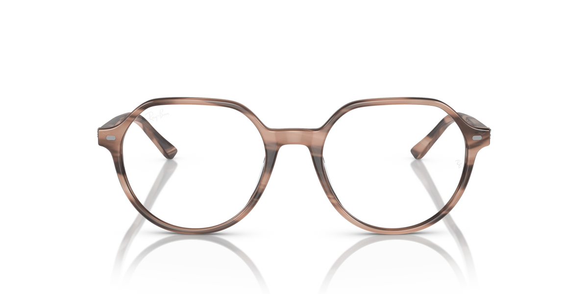 Havana-tone round prescription eyewear frames, full-rim design with metal temples