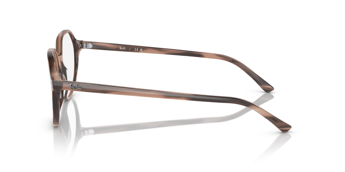 Havana-tone prescription eyewear frames from the side view with thin metal temples