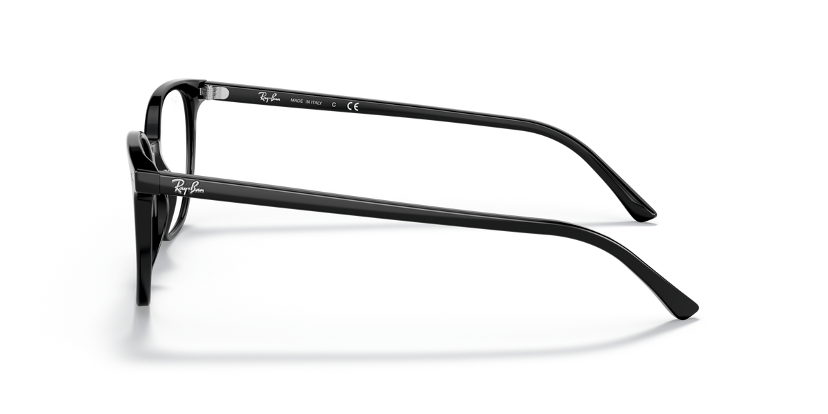 Ray-Ban prescription eyewear frames, black side profile with curved metal temples