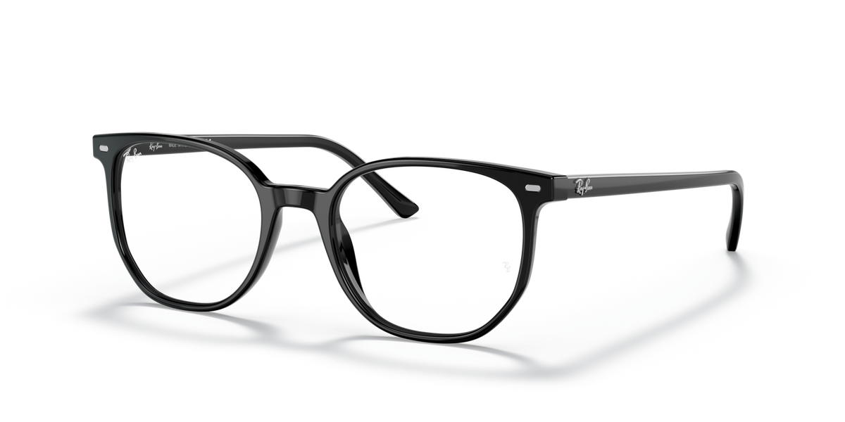 Ray-Ban prescription eyewear frames, black rectangular style with metal temples