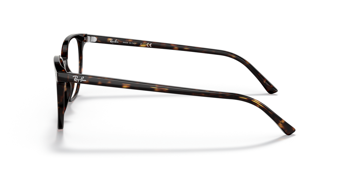 Ray-Ban prescription eyewear frames, Havana brown gradient side profile with curved temples