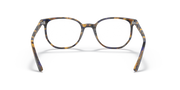 Striped acetate eyeglass frames with square-round lenses, front view