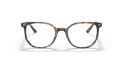 Striped acetate eyeglass frames with square-round lenses, front view