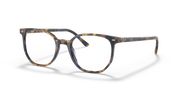 Striped acetate eyeglass frames with square-round lenses, dark tortoise-style