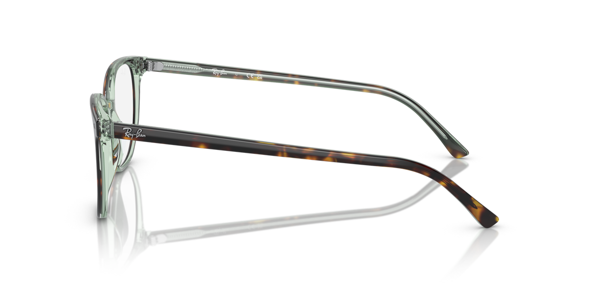 Dark eyeglass frames side view with metal temples and rounded rectangular lens shape
