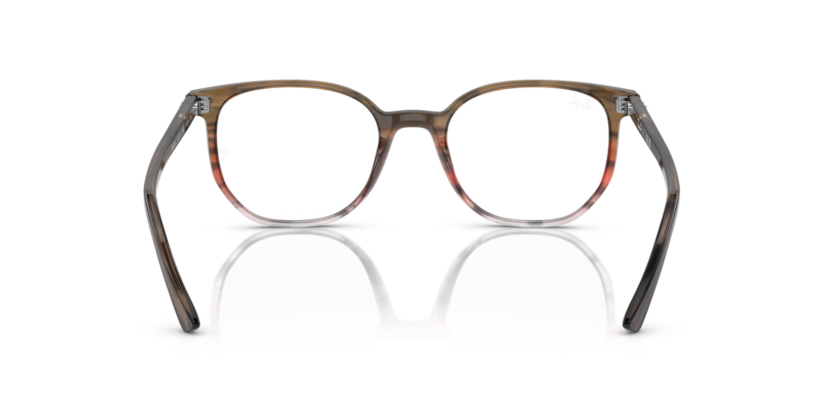 Ray-Ban prescription eyeglass frames, striped brown gradient with rounded lenses