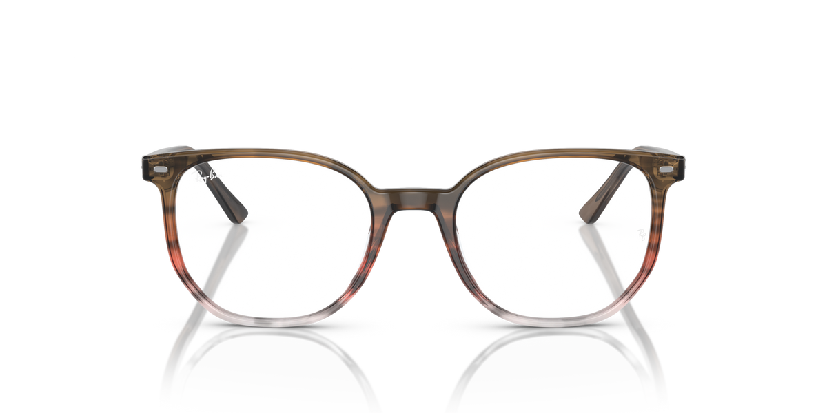 Ray-Ban prescription eyeglass frames, striped brown gradient front view