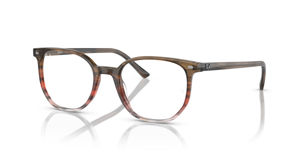 Ray-Ban prescription eyeglass frames, striped brown gradient front view