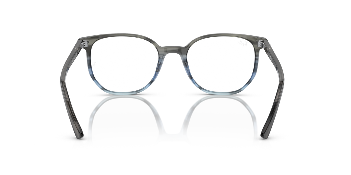 Ray-Ban prescription eyeglass frames, striped blue gradient with rounded lenses