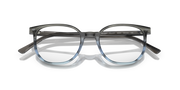 Ray-Ban prescription eyeglass frames, striped blue gradient oval lenses front view