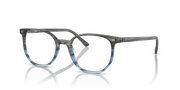 Ray-Ban prescription eyeglass frames, striped blue gradient with oval lenses