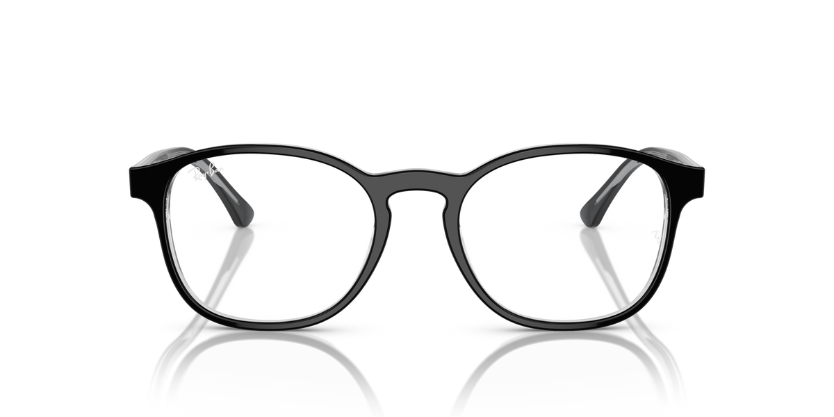 Prescription eyeglass frames, dark gray, frontal view with rounded square lens fronts