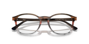 Ray-Ban RX5417 prescription eyewear frames, brown transparent top view with hinge detail