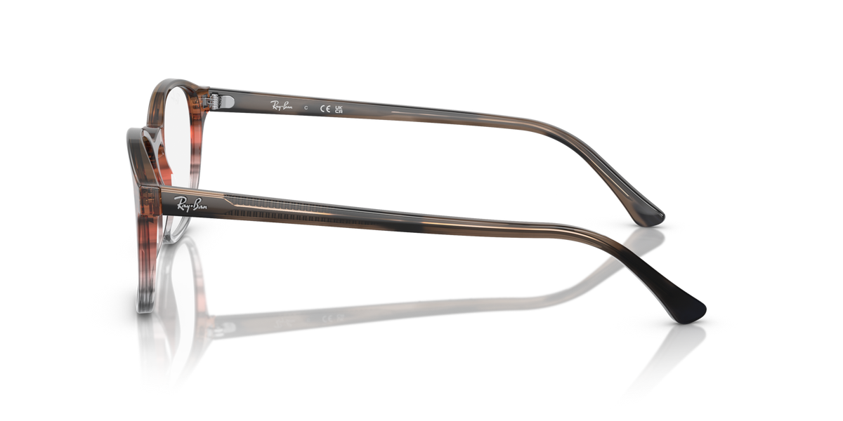 Ray-Ban RX5417 prescription eyewear frames, brown transparent side view, slim temples