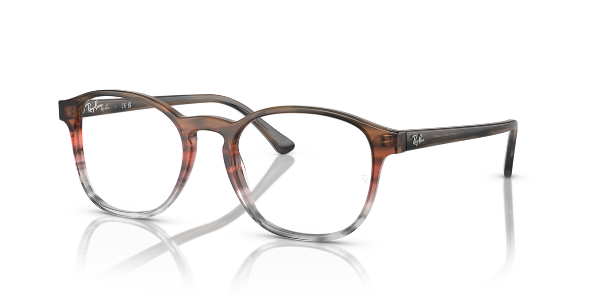 Ray-Ban RX5417 prescription eyewear frames, brown transparent full-rim glasses