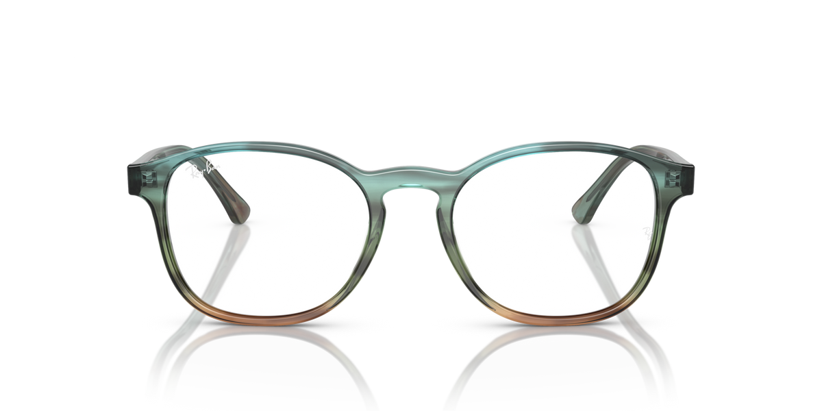 Ray-Ban RX5417 prescription eyewear frames, green transparent, round-square lenses