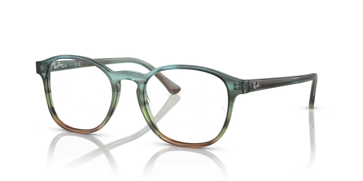 Ray-Ban RX5417 prescription eyewear frames, green transparent full-rim glasses