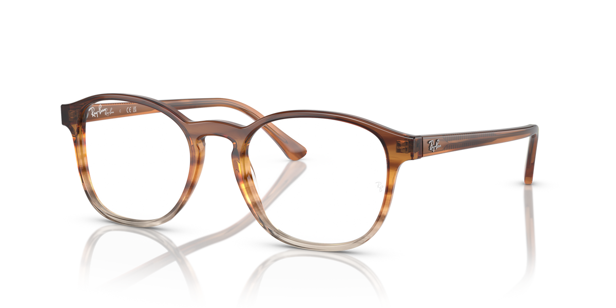 Brown translucent oval prescription eyeglass frames with full-rim design