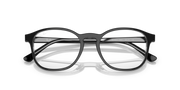Prescription eyeglass frames, dark gray, top-down view with curved bridge area