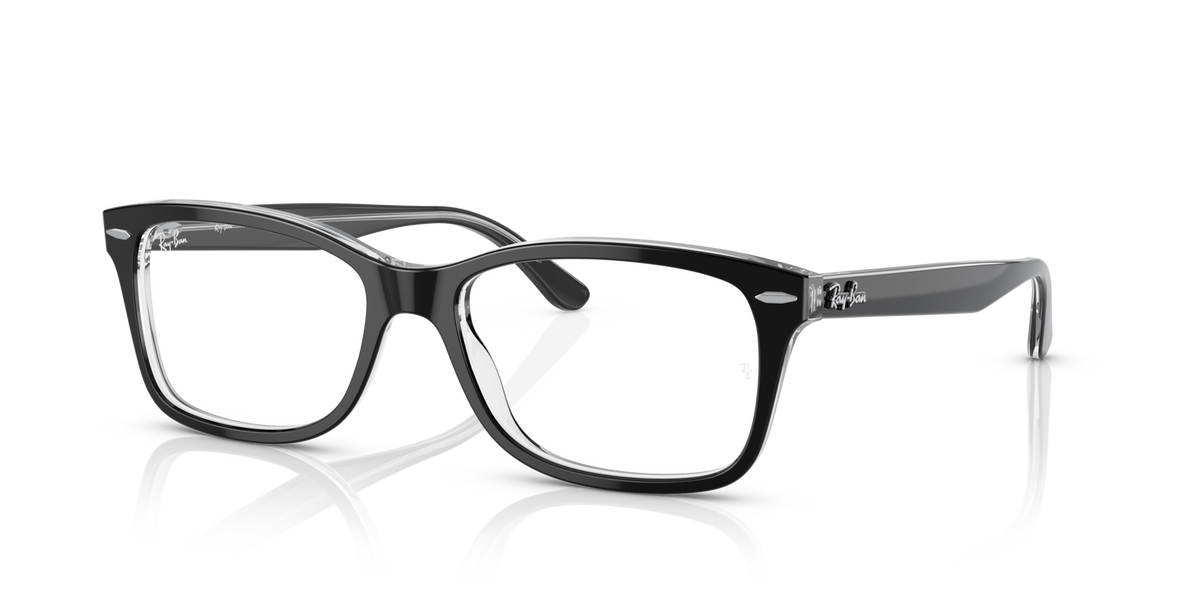 Ray-Ban RX5428 prescription frames, dark gray rectangular front, clear lenses