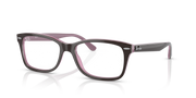 Ray-Ban RX5428 prescription frames, pink-purple rectangular front, clear lenses