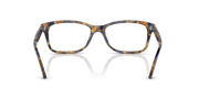 Ray-Ban rectangular eyeglass frames in blue-gray tortoiseshell, front detail