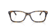 Ray-Ban rectangular eyeglass frames in blue-gray tortoiseshell, front view