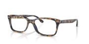 Ray-Ban rectangular eyeglass frames with blue-gray tortoiseshell pattern, full rim
