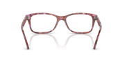 Ray-Ban rectangular eyeglass frames in pink tortoiseshell, front detail