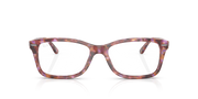 Ray-Ban rectangular eyeglass frames in pink tortoiseshell, front view