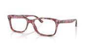 Ray-Ban rectangular eyeglass frames with pink tortoiseshell pattern, full rim