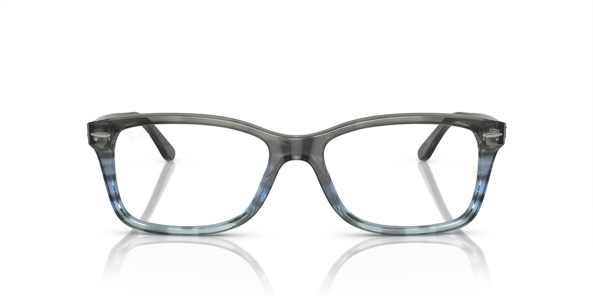 Ray-Ban RX5428 prescription frames, clear smoke-gray square eyeglasses