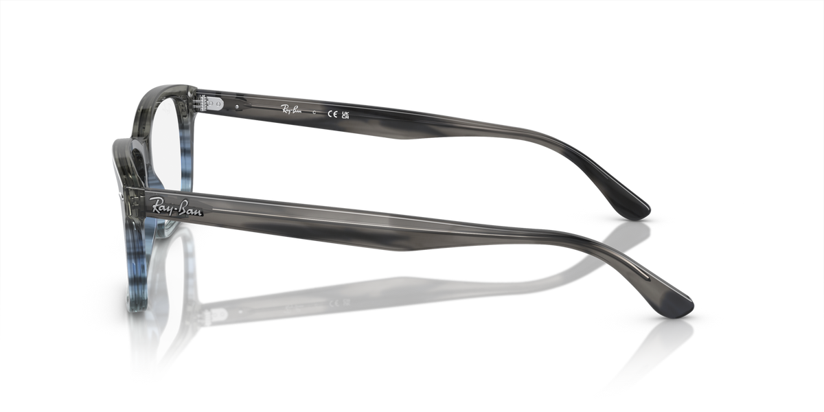 Ray-Ban RX5428 prescription frames, smoke-gray translucent with curved temples